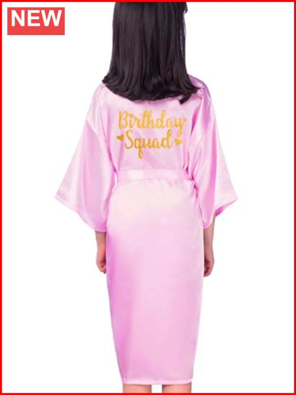 Girls Satin Robe Birthday Princess Squad Spa Party Bathrobe with Sash